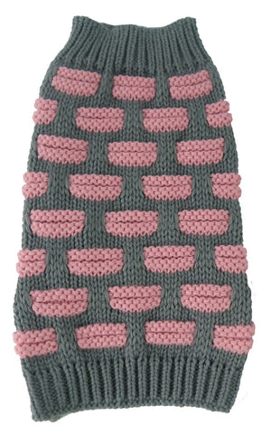 Image of Fashion Weaved Heavy Knit Designer Ribbed Turtle Neck Dog Sweater