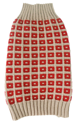Image of Butterscotch Box Weaved Heavy Cable Knitted Designer Turtle Neck Dog Sweater
