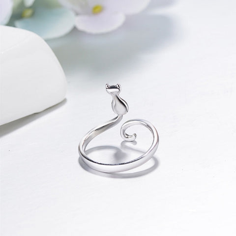 Image of Adjustable Silver Kitty Cat Ring