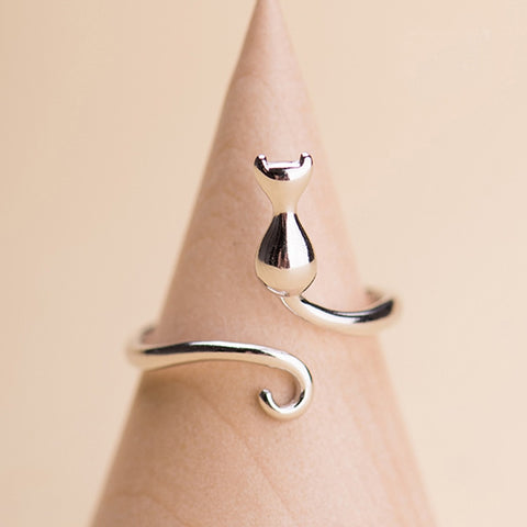 Image of Adjustable Silver Kitty Cat Ring