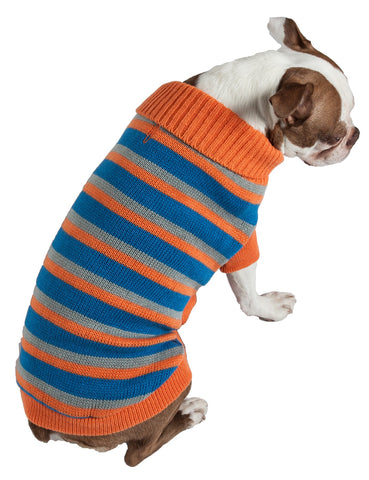 Image of Heavy Cable Knit Striped Fashion Polo Dog Sweater