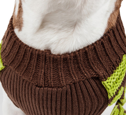 Image of Fashion Weaved Heavy Knit Designer Ribbed Turtle Neck Dog Sweater