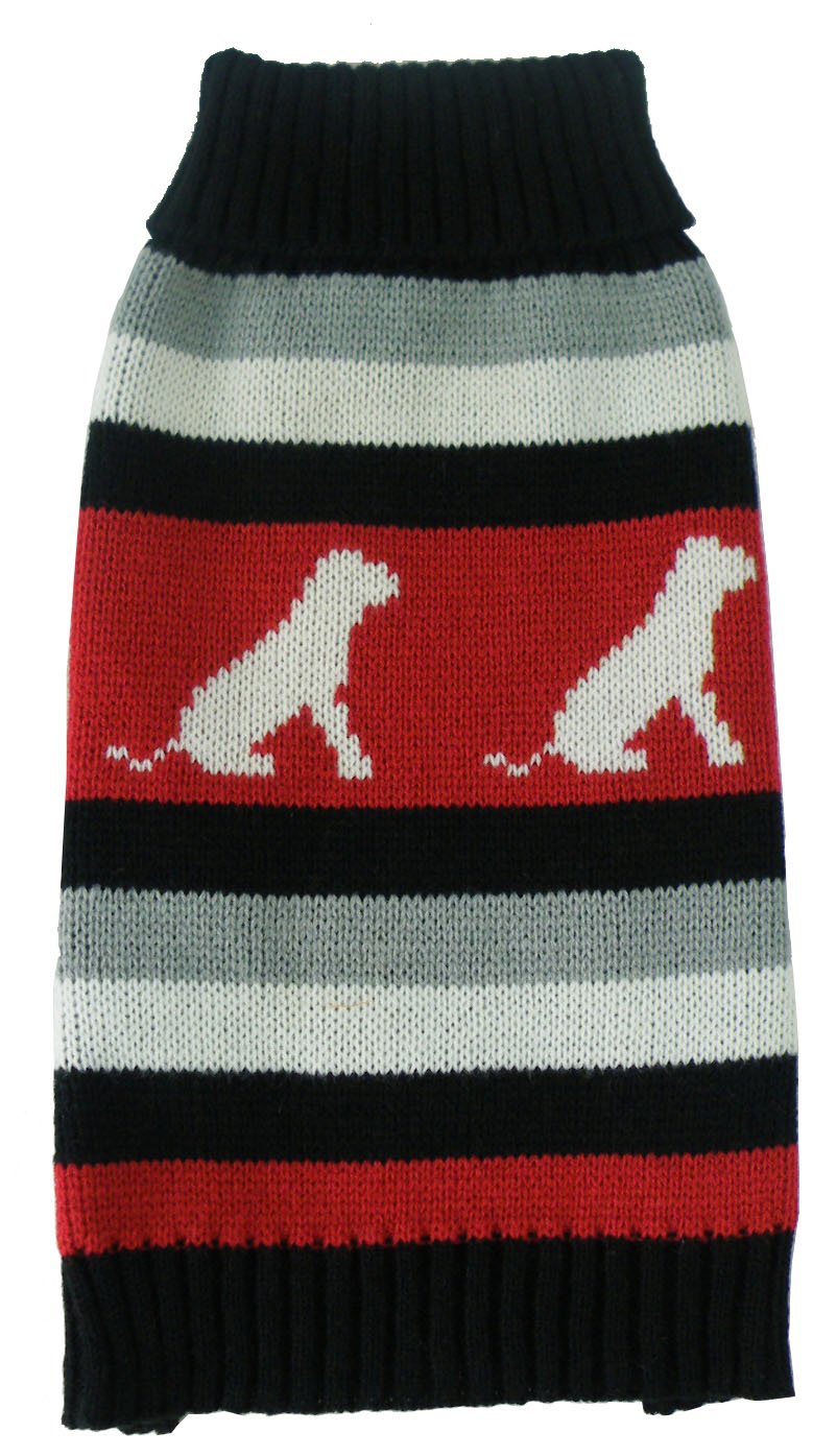 Dog Patterned Stripe Fashion Ribbed Turtle Neck Pet Sweater