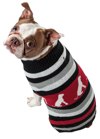 Image of Dog Patterned Stripe Fashion Ribbed Turtle Neck Pet Sweater