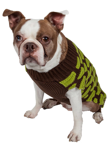 Image of Fashion Weaved Heavy Knit Designer Ribbed Turtle Neck Dog Sweater
