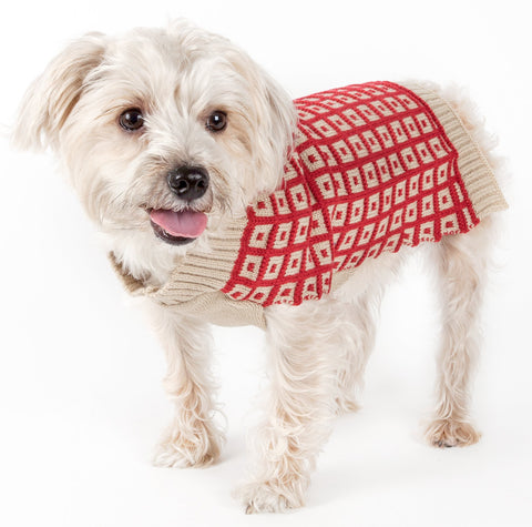 Image of Butterscotch Box Weaved Heavy Cable Knitted Designer Turtle Neck Dog Sweater