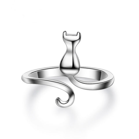 Image of Adjustable Silver Kitty Cat Ring