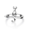 Adjustable Silver Kitty Cat Ring